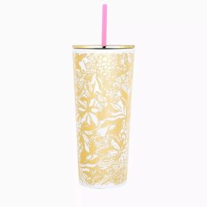 Lilly Pulitzer Gold Metallic Safari Sangria tumbler 24oz